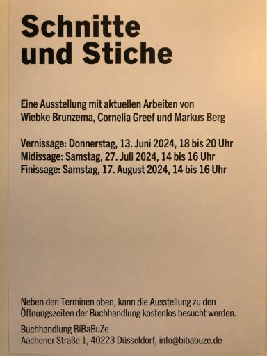 Schnitte und Stiche, Flyer, Rückseite